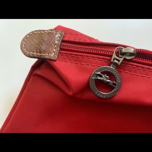Auth Longchamp Le Pliage red top handle tote bag M - Picture 10 of 13